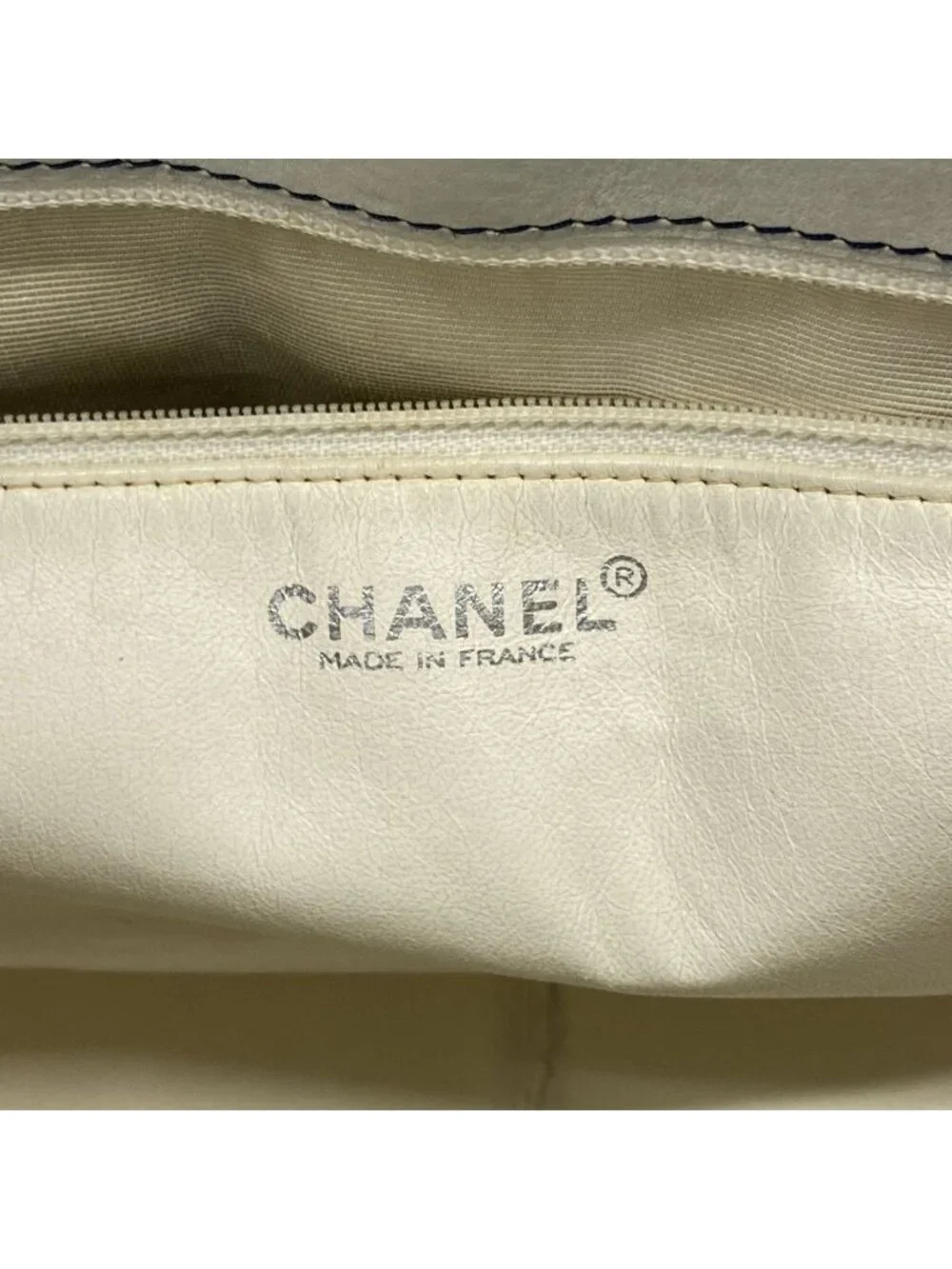 Chanel Chain Tote Wild Stitch Choco Bar Leather White Silver